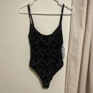NWT WeWoreWhat Scoop Cami Bodysuit - Black Velvet Roses